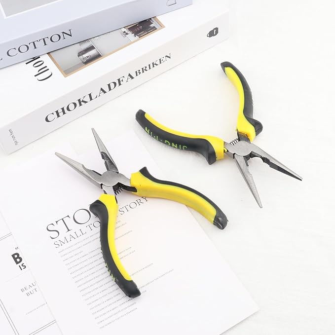8 Packs 8 Inch Long Needle Nose Pliers, Needle Nose Pliers Bulk for Electricians, Grips Small Parts, Bend Wire, Electronics Repair, Jewelry Making Tools, etc, by GENHAKON