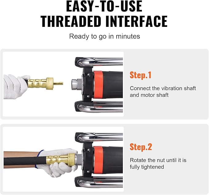 VEVOR Concrete Vibrator, 1300W Power, 16000 Vibrations Per Minute, Durable 2HP Copper Engine, Portable for Construction, Comes with 14.75ft Shaft, Ideal for Removing Air Pockets & Smoothing