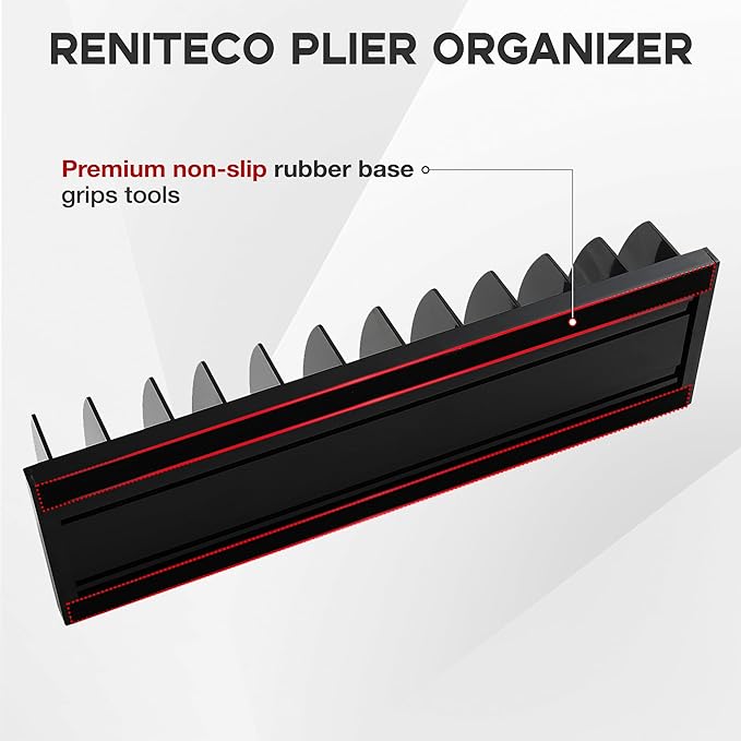Plier Organizer Rack, Pliers Holder with Non-Slip Rubber Base and Adjustable Dividers, 11-Slot Tool Box Organizer, Cutter Organizers, Tool Drawer Organizer(Pliers Not Included)