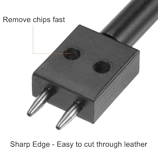 uxcell 2 Prong Leather Prong Punch Tool 8mm Steel Prong Row Round Hole Stitching Chisel for Leather Craft