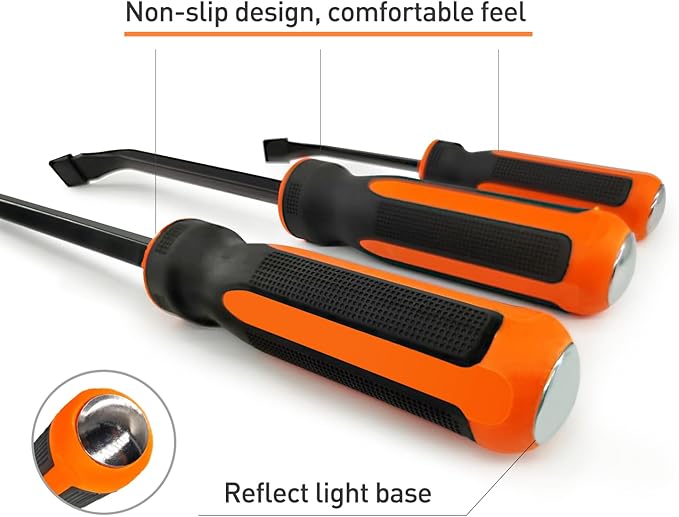 HARDK Pry Bar Tool - Heavy Duty Pry Bar Set of 5 - Pry Bars with Thicker Strike Caps - Mechanic Hand Tools for Automotive, Demolition, Nail Puller, Crowbar
