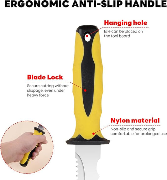 Stainless Steel Insulated knife: 7.87-inch sharp blade, Double Side Utility Sod Cutter Lawn Repair Garden Knife with Nylon Sheath (4)