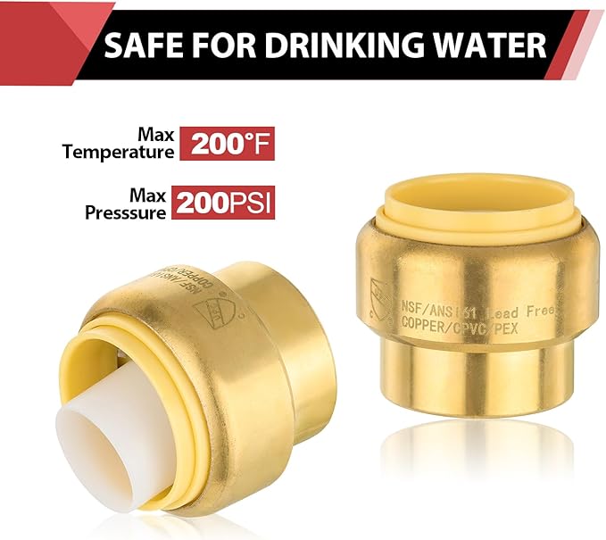 (Pack of 5) EFIELD 1/2 Inch Plug End Cap Push-Fit Fitting to Connect Pex, Copper, CPVC with a Disconnect Clip,(PF143-5PCS)