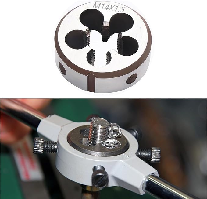 YUEARN M14 x 1.5 Metric Thread Tap and Die Set, M14 x 1.5mm High-speed Steel Machine Tap Die Set Right Hand Tap and Round Thread Die