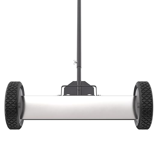 Master Magnetics Magnetic Sweeper with Wheels - Rolling Magnet Sweeper with Adjustable Handle - Powerful Magnetic Tool for Lawn and Shop Use - Pick Up Nails and Other Metal Debris - 18”