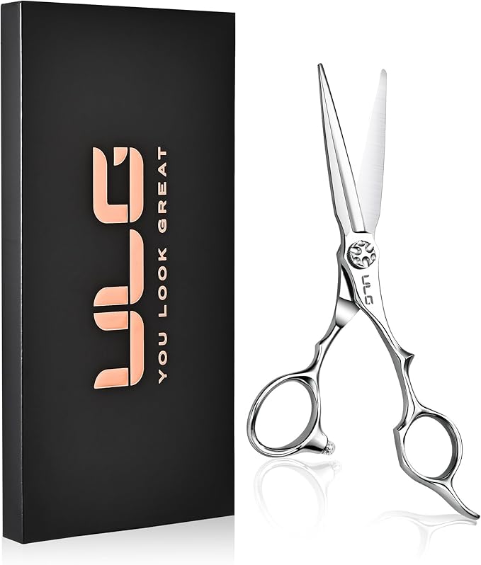 ULG Professional Hair Cutting Scissors 6.7?? Japanese 440C Stainless Steel, Barber Shears with Adjustable Tension Screw, Ergonomic Offset Handle, Razor Sharp Blades for Salon & Home Use