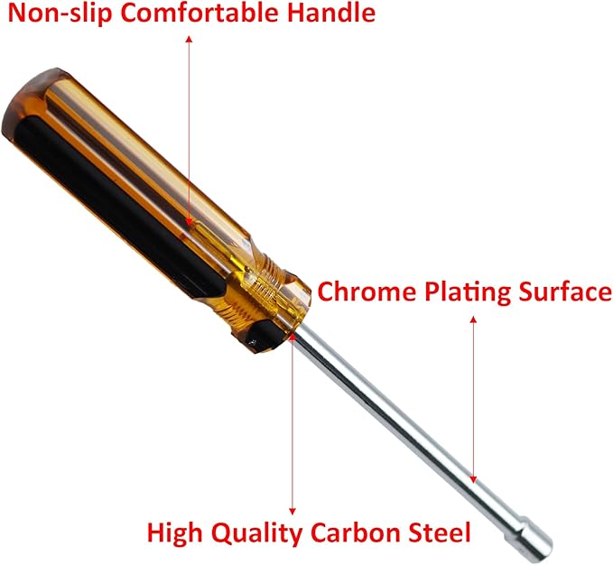 2Pcs 5.5mm Socket Wrench Screwdriver, Hex Socket Wrench High-Carbon Steel Hexagon Nut Driver Non-Magnetic Tip Hex Nut Screwdriver Hand Tool for Repairs(Plastic Handle)