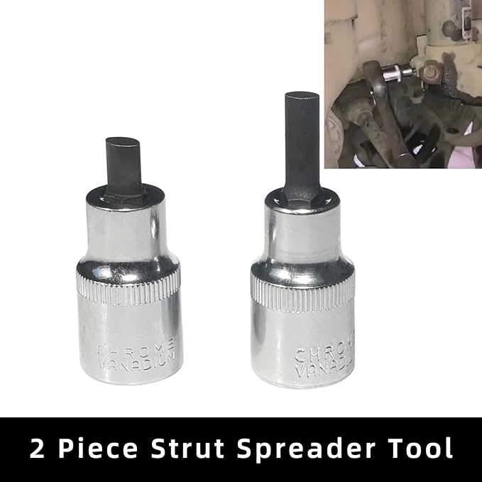 DPTOOL Strut Nut Socket 16mm 18mm 19mm 21mm 22mm 24mm with 12 Point 1/2" Drive Suspension Strut Spreader Socket Tool Suspension Strut Split Hub Steering Knuckle Spreader Tool 9pc Shock Absorber Tool