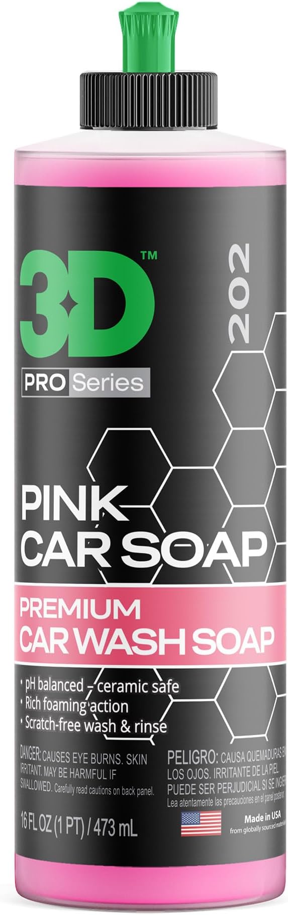 3D Pink Car Soap ??16 oz |pH Neutral Car Wash Soap with High Suds & Cherry Scent | Scratch-Free, High Gloss Shine | Safe on Wax & Sealants | Weekly Car Care