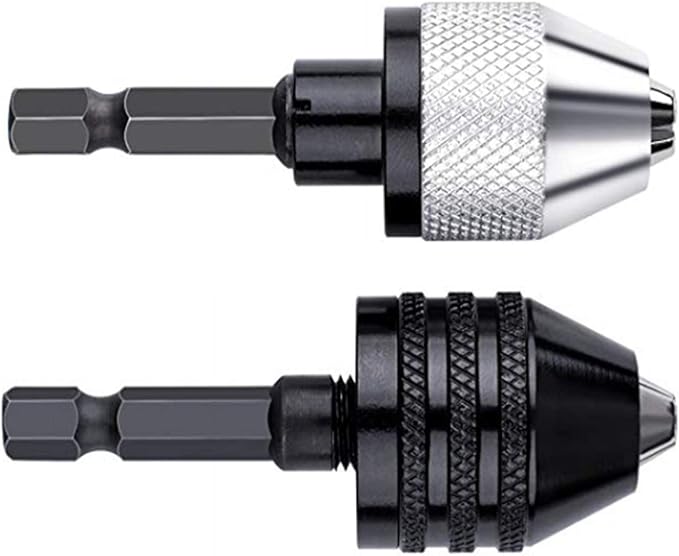 aiyun Keyless Chuck Adapter for Impact Driver - 2Pcs Impact Drill Adapter 1/4 Hex Shank (0.3-6.5mm,0.3-6.5mm)