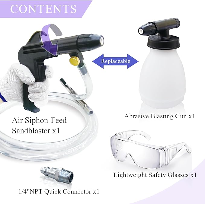 Rust Remover Gun - Power Sand Blaster for Air Compressor - Versatile Cleaning Kit for Home and Workshop