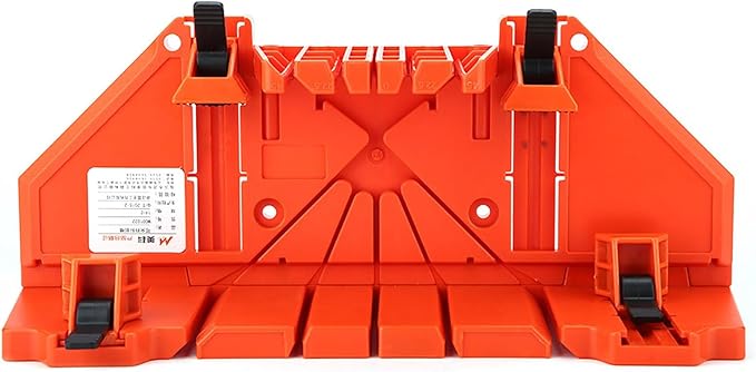 Miter Box 14 Inch Woodworking Clamping Plastic Saw Storage Box 4 Angle Slot Types Wood Cutting Hand Saw Box Hardware Tool with Clamp for Woodworker Carver Carpenter