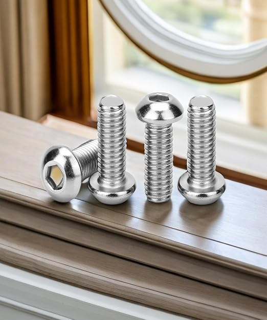 Metuja M8-1.25x16mm Button Head Socket Cap Bolts Screws竊?0pcs竊? Stainless Steel, Full Thread, Silver, Allen Hex Drive