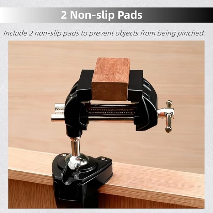 SYLPHID Bench Vise 3 Inch Heavy Duty, 360째 Swivel Base & Clamp-On Workbench Vise, Cast Steel Multi-Purpose Table Vice for Woodworking, Metalworking, Drilling, Sawing, DIY Projects