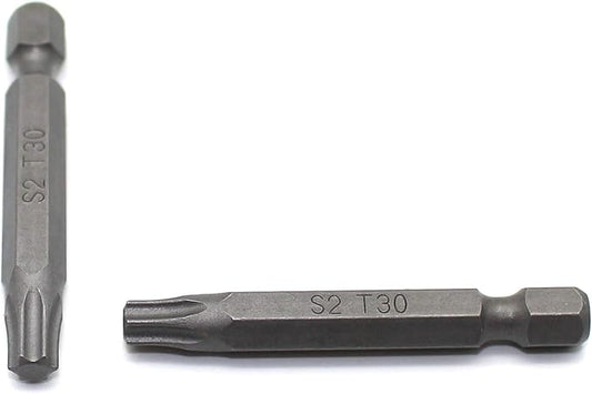 25 pc T30 Torx Star 6 Point T-30 Screwdriver Impact Ready 2 Inch Length Insert Bits Hex Shank with Quick Release Slot