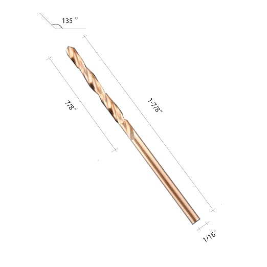 1/16" M35 Cobalt HSS Jobber Length Twist Drill Bit with Straight Shank,Heavy Duty, Pack of 10 PCS, Drilling for Cast Iron, Heat-Treated Steel, Stainless Steel and Other Hard Materials by LU&MN
