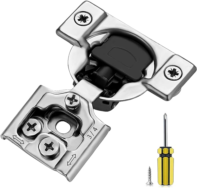 Ravinte 2 Pack 1 Pair 3/4 inch Overlay Cabinet Hinges Kitchen Soft Close Cabinets Hinges Hidden Door Hinge for Kitchen Cabinet Hinges Stainless Steel Adjustable Hinges Satin Nickel Cabinet Hardware
