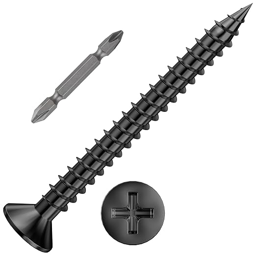 (100 Pcs) #10x3 Black Wood Screw Quick Metal Self Tapping Flat Head