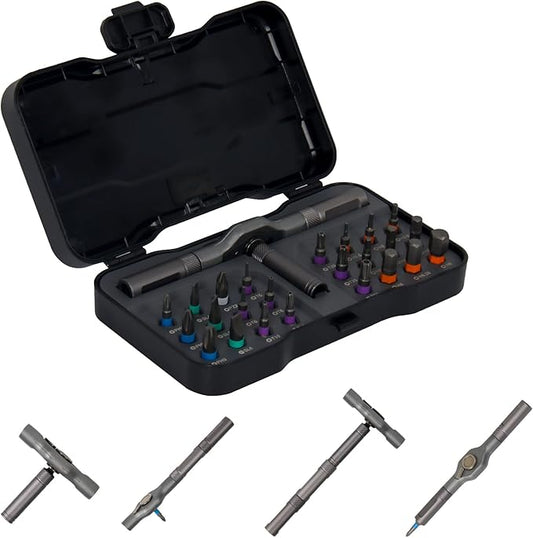 24-in-1 Ratchet Screwdriver Set, Magnetic Precision Bits with Detachable Handle & Case, Multi-Purpose Mini Screwdriver Kit for DIY, Home Repair