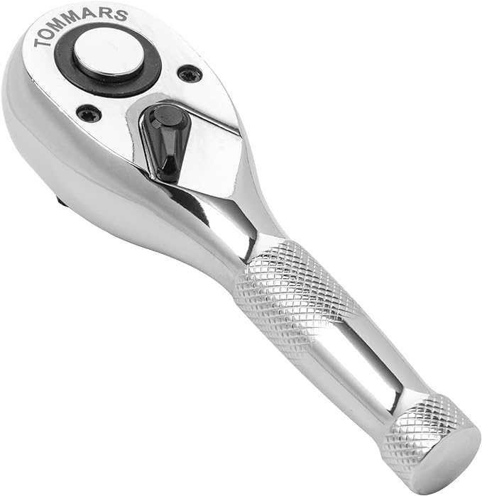 TOMMARS 1/2-Inch Drive Stubby Ratchet Mini Ratchet Quick-Release Head 72-Tooth Gift for Men Mechanic Hand Tools
