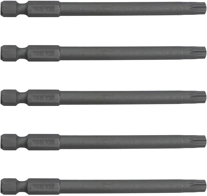 T30 (T-30) Torx/Star Driver Bit - T30 x 3-1/2" Torx/Star Drive Quick Change Shank Bit for Screws and Fasteners Requiring T30 (T-30) Size Bits (5 PACK)