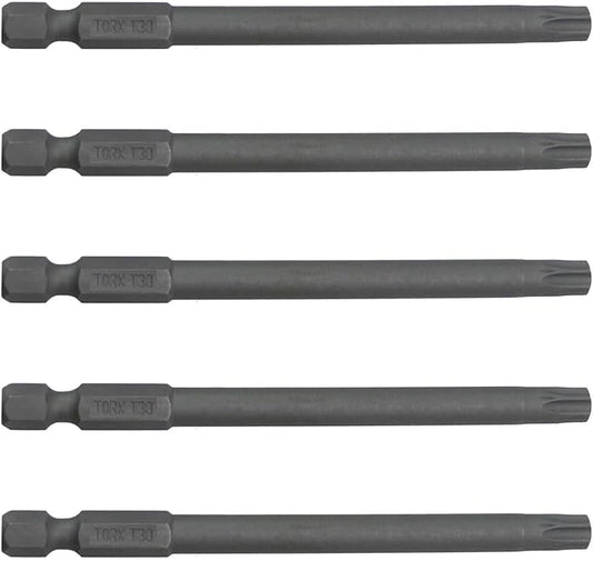 T30 (T-30) Torx/Star Driver Bit - T30 x 3-1/2" Torx/Star Drive Quick Change Shank Bit for Screws and Fasteners Requiring T30 (T-30) Size Bits (5 PACK)
