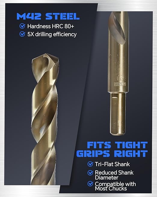 COMOWARE Cobalt Drill Bit Set- 14Pcs M42 8% Cobalt High Speed Steel Twist Jobber Length for Hardened Metal, Stainless Steel, Cast Iron and Wood Plastic with Indexed Storage Case, 1/16"-1/2"