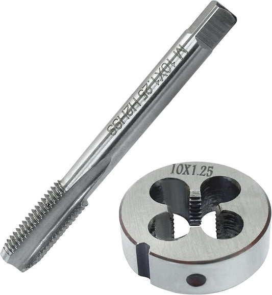 HARSKIYER M10 x 1.25 Metric Tap and Die Set, HSS Machine Thread Tap Die Set, M10 x 1.25mm Right Hand Thread Tapping Tool