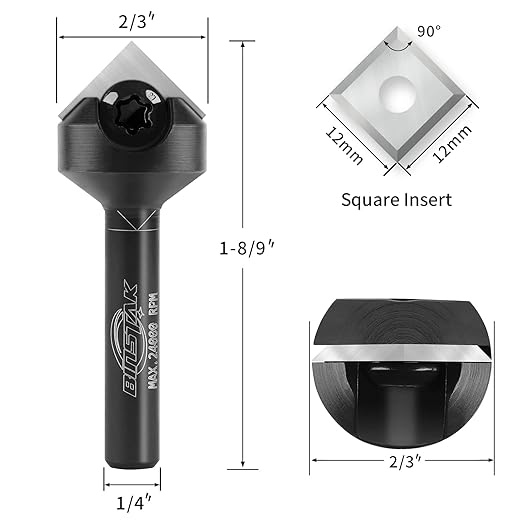 90 Degree V Groove Router Bit 1/4 Inch Shank, Carbide Insert Wood CNC Router Bits for Woodworking Engraving Carving