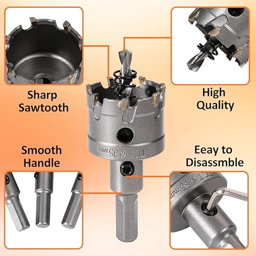 Vivicreate 6 pcs Carbide Tile Glass Metal Hole Saw saws kit Granite Drill bit Set for Stainless Steel Iron Aluminum Copper Wood Broca de carburo Sierra de agujero Broca para vidrio Broca para granito