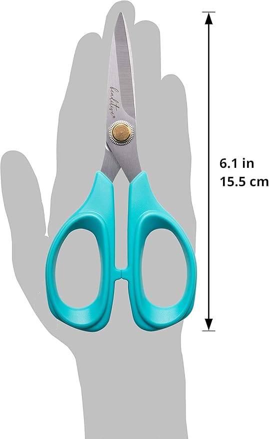 Beaditive Sewing Scissors - 6" Stainless Steel Fabric Scissors - Serrated Blade for Easy Fabric Cutting and Quilting - Tailor and Dressmaker's Scissors - Teal