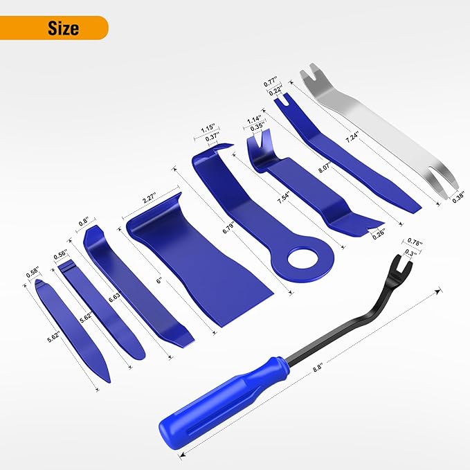 GOOACC 9PCS Auto Trim Removal Tool Kit No-Scratch Tool Kit for Car Audio Dash Window Molding Fastener Remover Tool Kit-Blue
