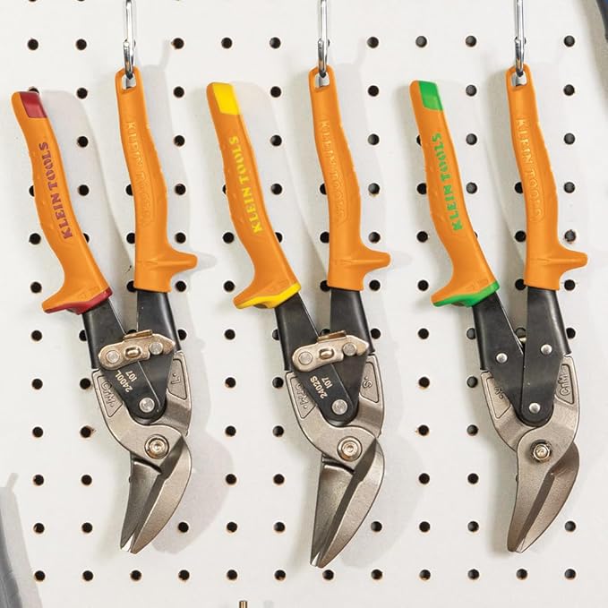 Klein Tools 2400L Left-Cutting Offset Snips, Aviation Tin Snips with Forged Blade for Precision Sheet Metal Cutting