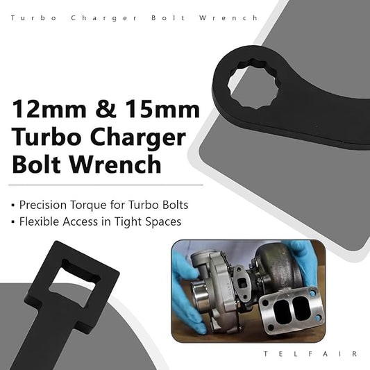 telfair 12mm & 15mm Turbo Charger Bolt Wrench Set - Compatible with 2007-2014 Dodge Ram 6.7L Cummins Diesel, Replaces 9866B 9866A-Hardened Steel 12-Point Wrench Tool