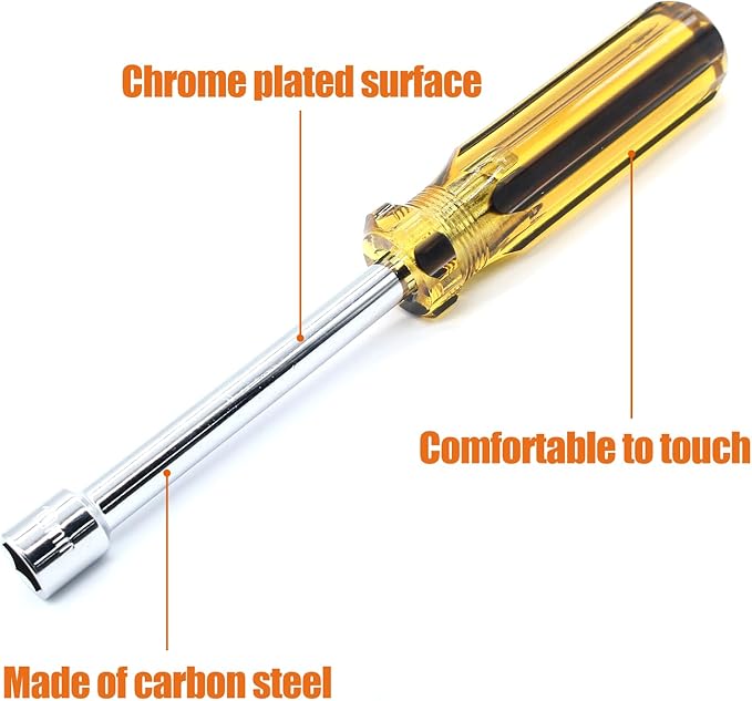 2Pcs 10mm Socket Wrench Screwdriver, Hexagon Nut Driver with Steel Cushion Grip for Easy Hand-Making and Repair Projects