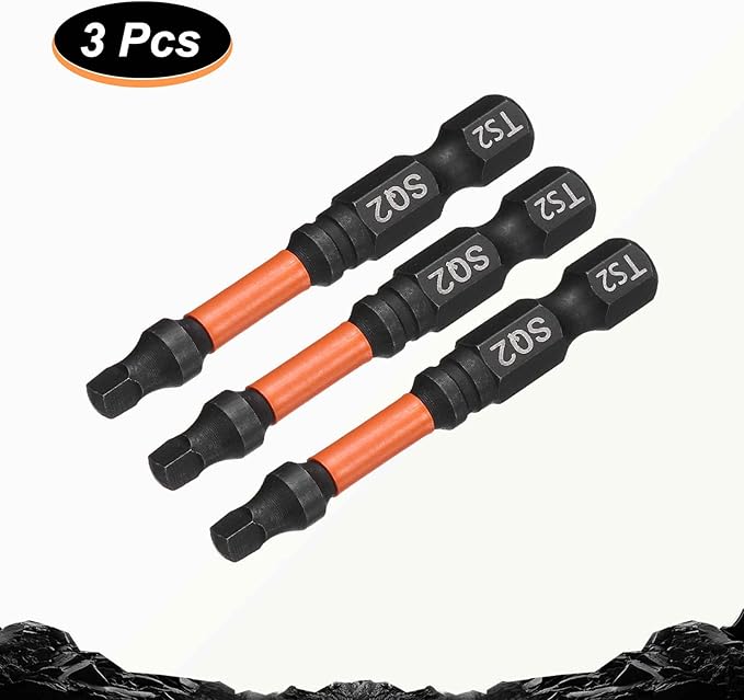 HARFINGTON 3pcs Square Head Screwdriver Bits 1/4" Hex Shank SQ2 Magnetic Head 2" Length S2 Steel Screw Driver Drill Bit for Repair Work Electric Screw Driver