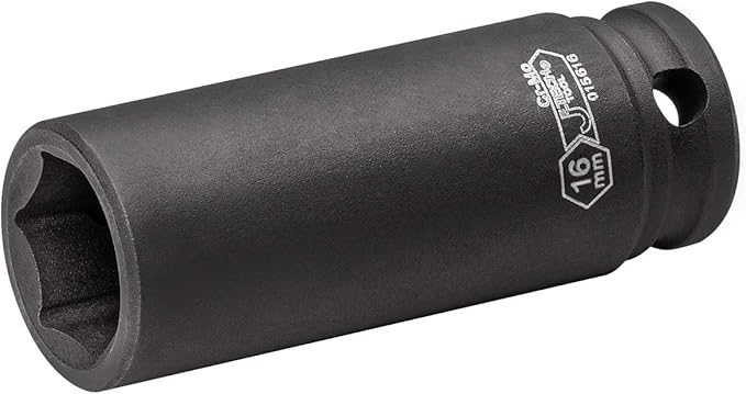 Jetech 3/8-Inch Drive 16mm Deep Impact Socket with 6-Point Design, Heat-Treated Chrome Molybdenum Alloy Steel, Metric