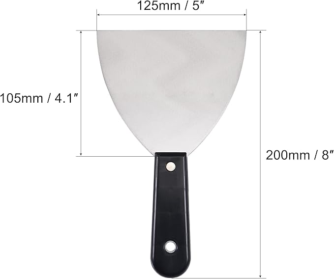 uxcell Putty Scraper 5" Spatula Drywall Repair Spreader Stainless Steel Blade Black Handle 2Pcs