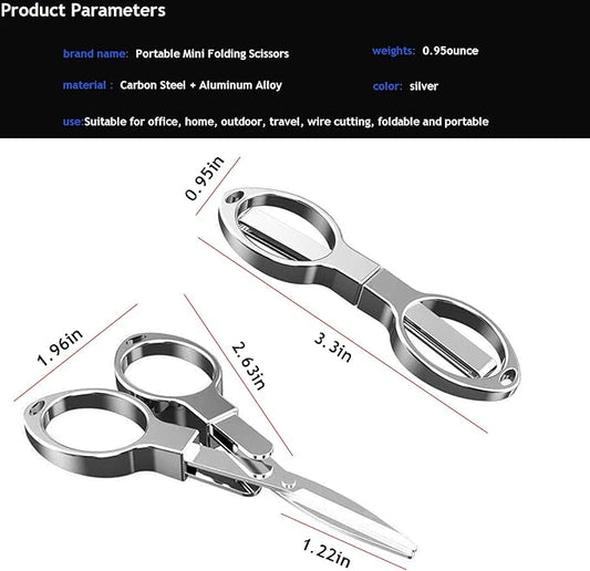 Folding Scissors, Safe Portable Safe Portable Travel Mini Scissors, Stainless Steel Retractable Small Scissors for Home Office, 2 Piece Set