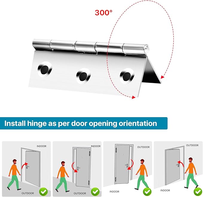 Stainless Steel Folding Door Hings 3 Inch for Furniture Cabinets Window Wooden Box Trailer Components, Pack of 12
