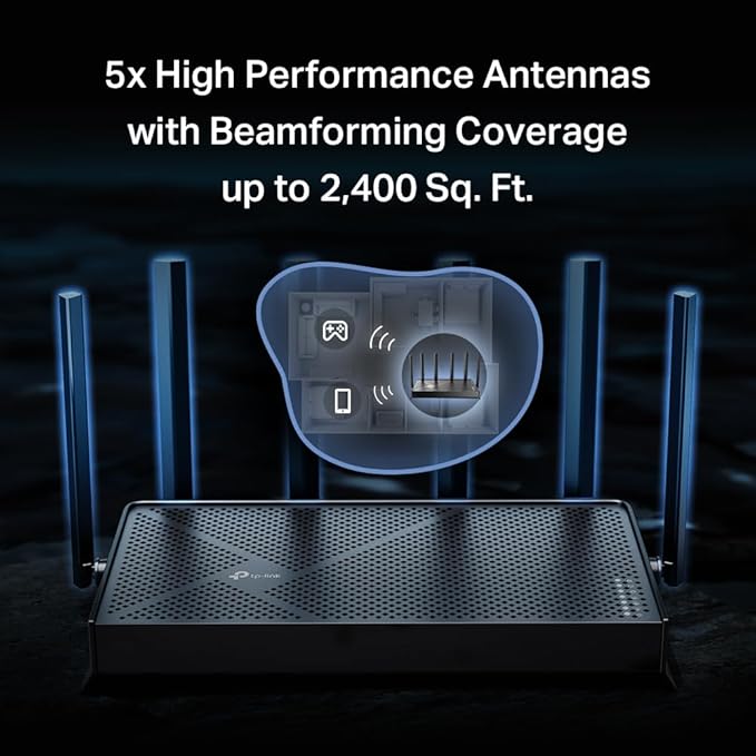 TP-Link Dual-Band BE5000 WiFi 7 Router Archer BE260 | 5-Stream 5Gbps | 1횞2.5G WAN+1횞2.5GLAN+3횞1G Ports, USB 3.0 | 5 External Antennas | VPN Clients & Server | Easy-Mesh, HomeShield, MLO, Private IOT