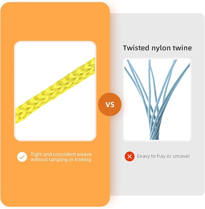 Yellow Mason Line 600 Ft #18 Braided Nylon Twine String for Masonry, Construction, Gardening & DIY Projects