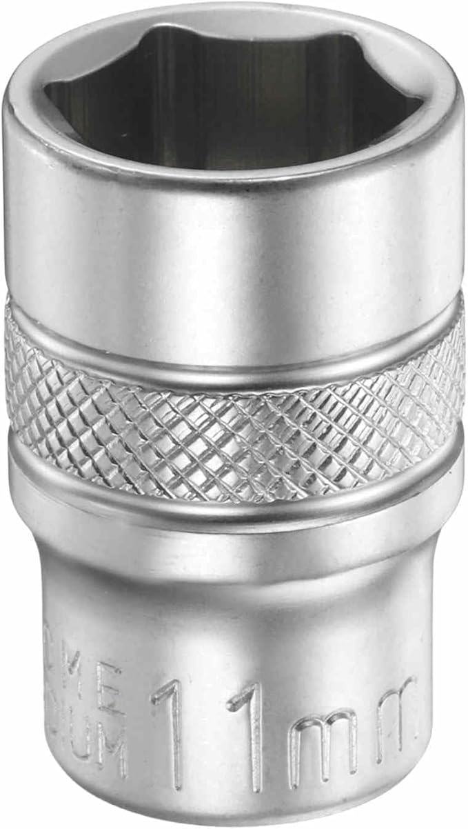 HARFINGTON 6 Points Deep Socket 1/4" Drive 11mm Deep Metric CR-V Steel Polished Nickel Plating Flip Sleeve 25mm / 1" Extra Long Socket Tool for Home Auto Nuts Bolts Repair