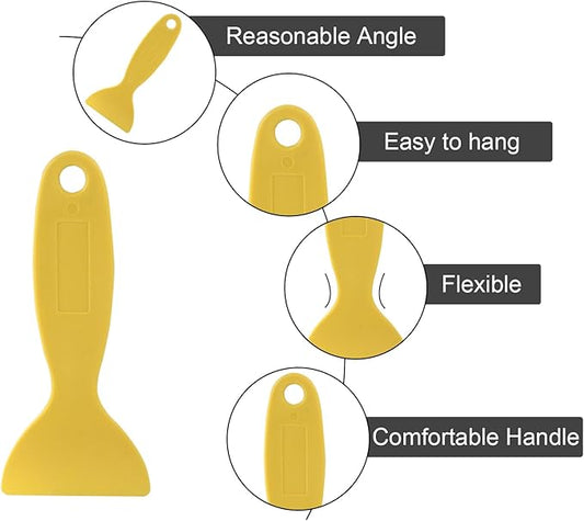 10 Pcs Plastic Spatula Paint Scrapers, Plastic Scraper Putty Knife, Air Bubble Remover Sticker Installation Tool for 3D Printing(Black,Yellow）