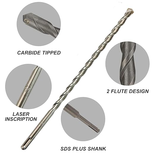 4-Pack SDS Plus 3/4 inch x 8 inch Rotary Hammer Drill Bits, Carbide Tipped for Brick, Stone and Concrete (3/4'' x 8'')