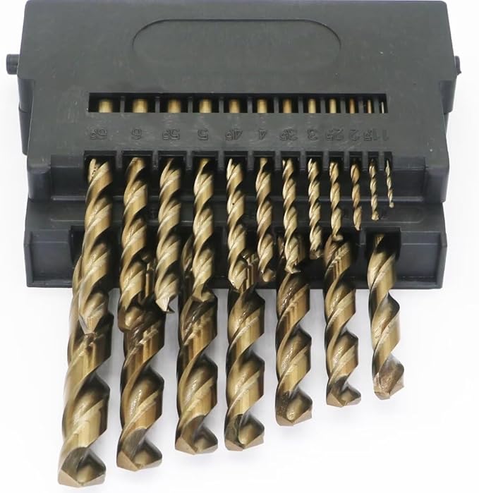 Metric Cobalt Drill Bits 1-10mm 19PCS, M35 high Speed Steel, high Hardness Straight Shank Drill, Mechanical or Hand Drill for Drilling, Suitable for Stainless Steel, Iron, Copper and Aluminum.