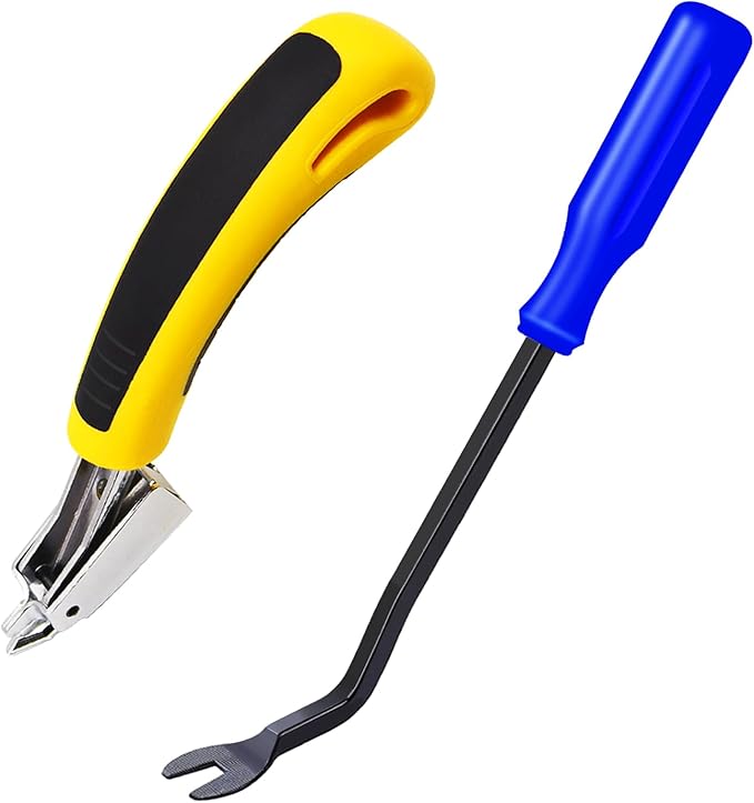 2Pcs Heavy Duty Upholstery and Construction Staple Remover with Upholstery and Construction Staple Puller Tack Puller Tool, for Furniture, Floor,Photo,Carton Frame