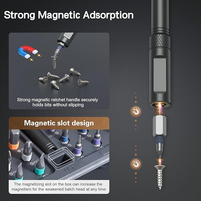 42 in 1 Magnetic Screwdriver Set, Ratcheting Precision Bit Driver with T Handle, Portable Carrying Case for DIY, Electronics, Bicycle and Furniture Repair