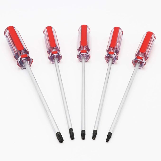 AKTOO T15 T20 T25 T27 T30 Torx Screwdriver Set, 6inch Magnetic Torx Driver Star Bit Screwdrivers for Computer Repairing, Automobile Tools and Home Appliances,5-Piece