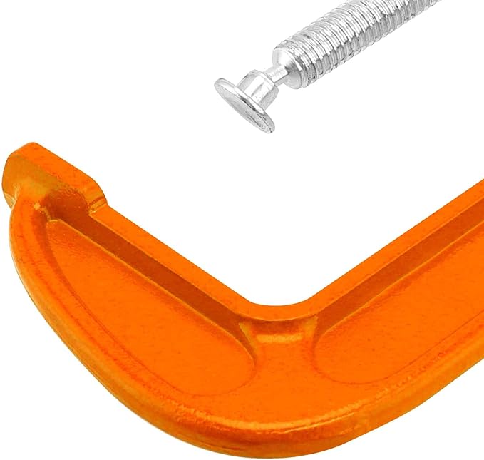 2 Packs 10 Inch C-Clamp, Malleable Iron C-Clamp, Heavy Duty C-Clamp for Woodworking, Metalworking, 8.7 Inches Max Jaw Opening, 3.7 Inches Throat Depth, Orange